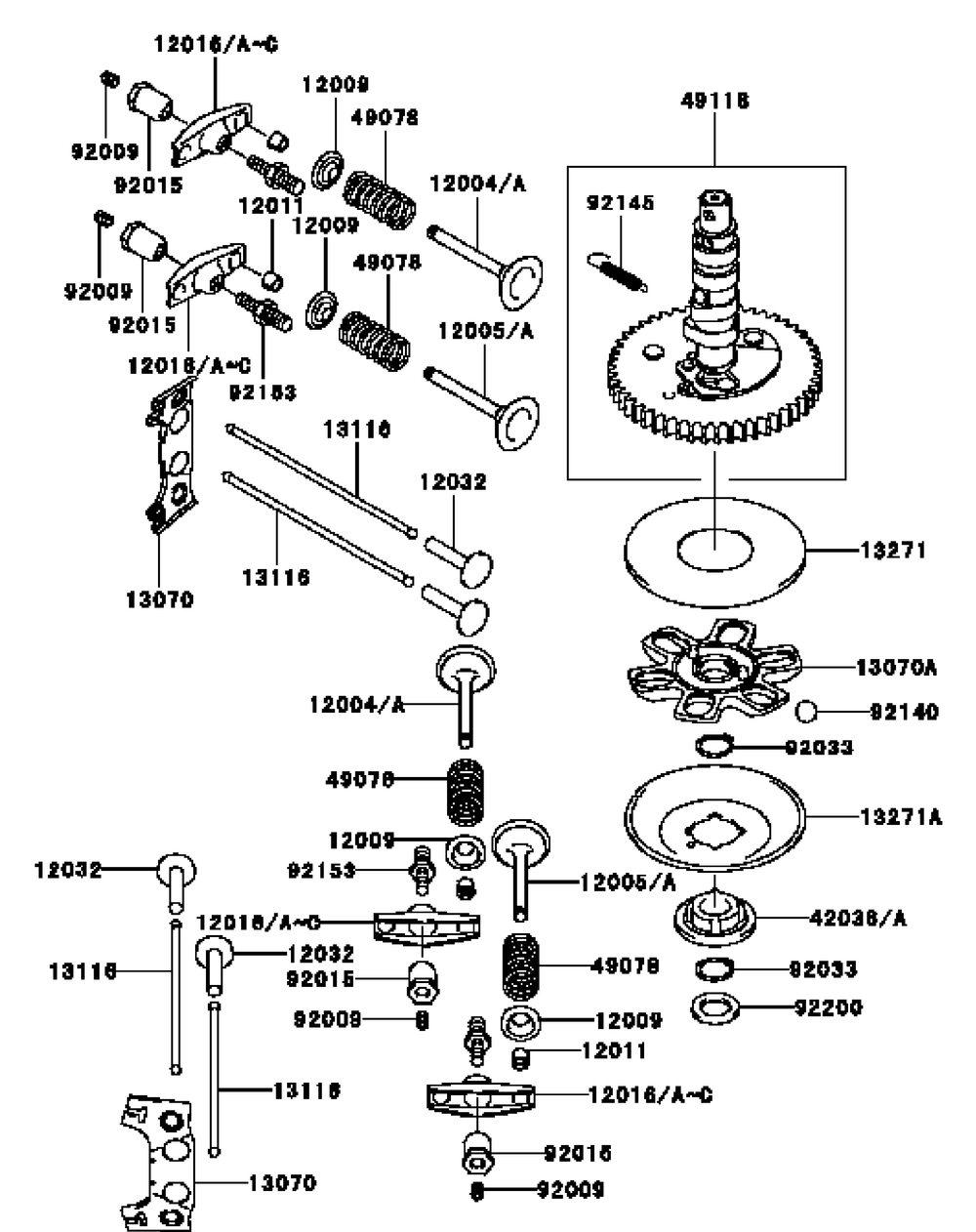 Kawasaki Fh430v-Cs26 Valve And Camshaft Diagram and Parts List for H1536 55AI4HPR050-WAM Cub Cadet Lawn Mower